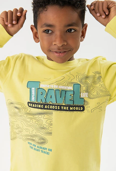 Strick-T-Shirt für Jungen in Grün mit langen Ärmeln