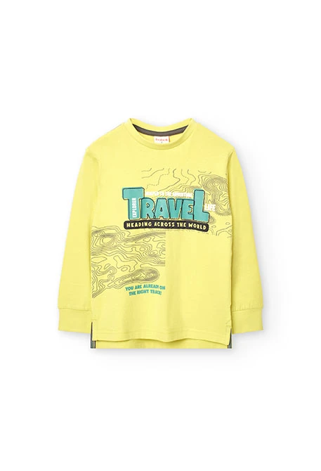 T-shirt en tricot pour garçon en vert à manches longues