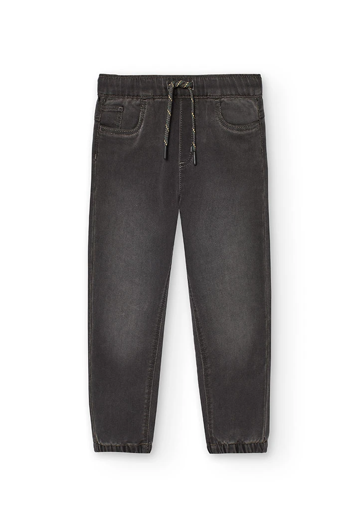 Pantaloni jogger in denim per bambino di colore grigio