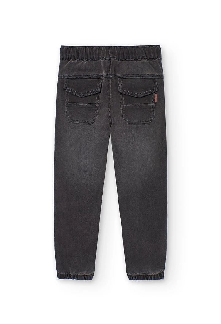 Pantaloni jogger in denim per bambino di colore grigio