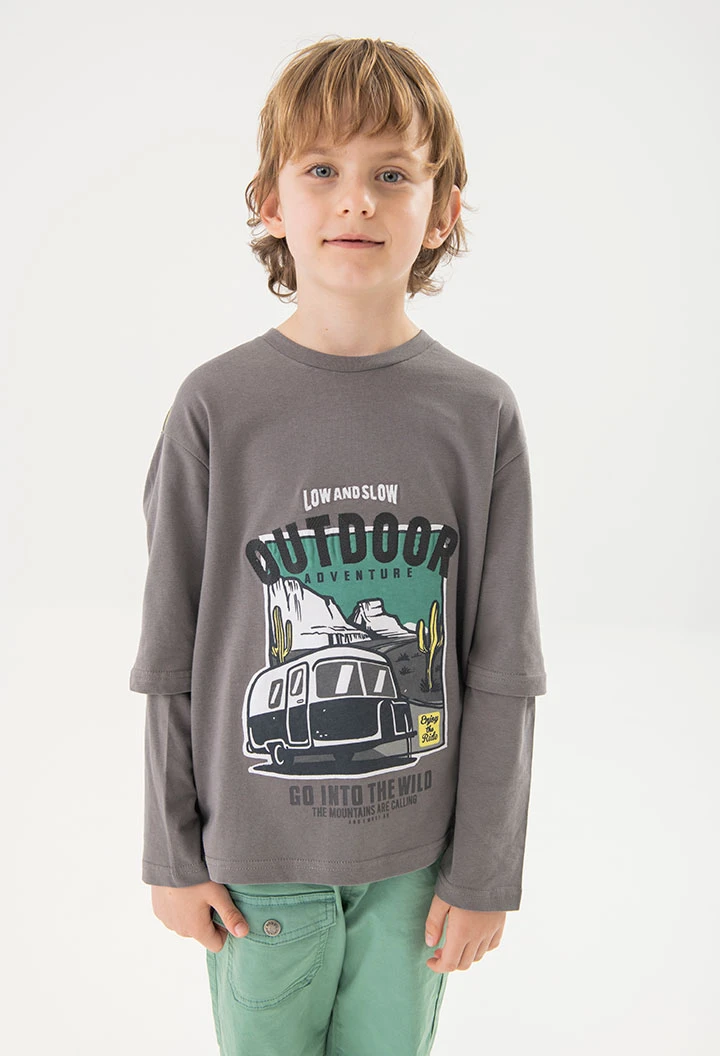 Maglietta a maglia per bambino in grigio