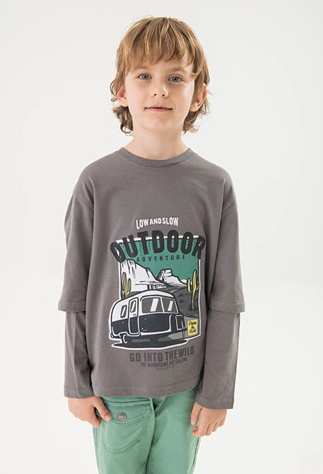 Maglietta a maglia per bambino in grigio