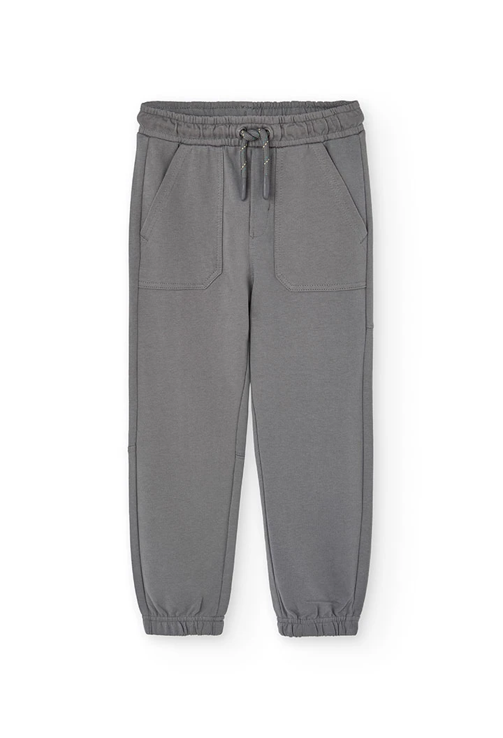 Pantalone jogger in felpa per bambino di colore grigio