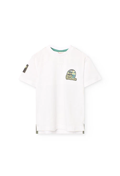 Camisola de malha para menino em branco com estampado