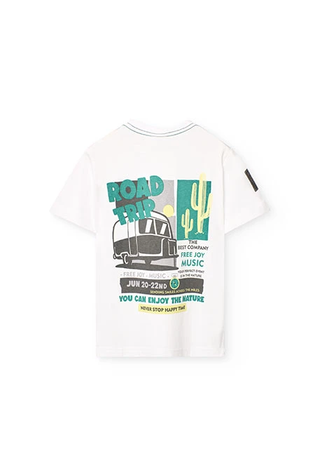 Camisola de malha para menino em branco com estampado