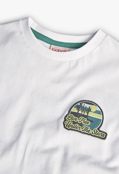 Camisola de malha para menino em branco com estampado