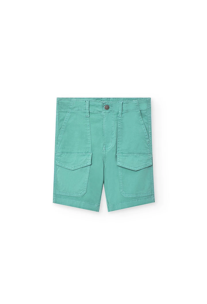 Bermuda di gabardina per bambino in colore verde