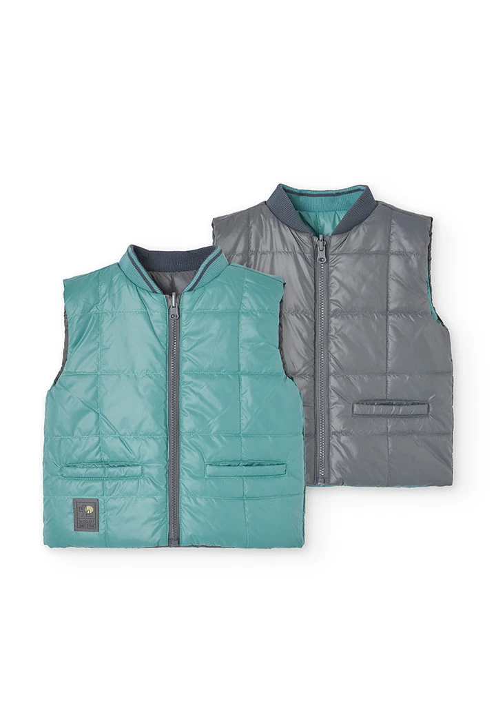 Gilet reversibile per bambino in colore grigio e verde