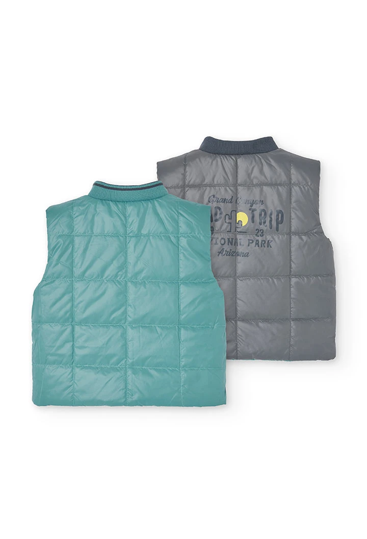 Gilet reversibile per bambino in colore grigio e verde