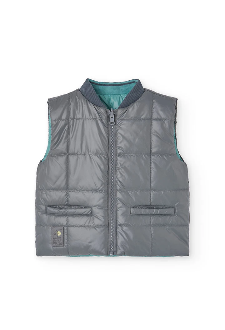 Gilet reversibile per bambino in colore grigio e verde