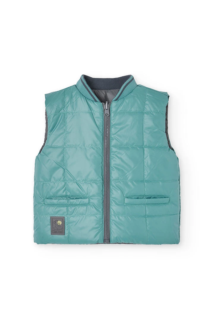 Gilet reversibile per bambino in colore grigio e verde