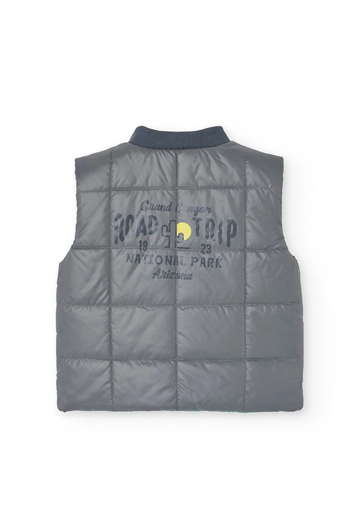 Gilet reversibile per bambino in colore grigio e verde