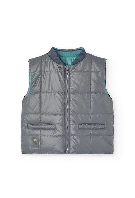 Gilet reversibile per bambino in colore grigio e verde