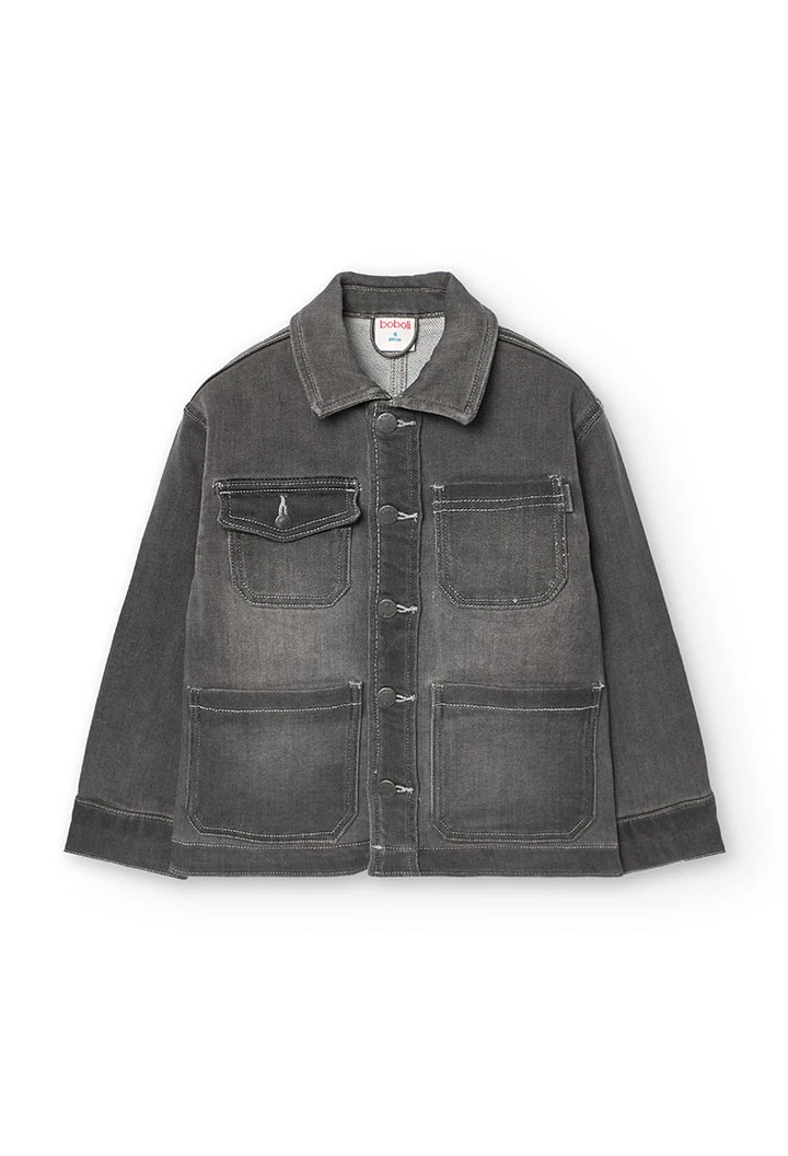Giacca di jeans a maglia per bambino in colore grigio