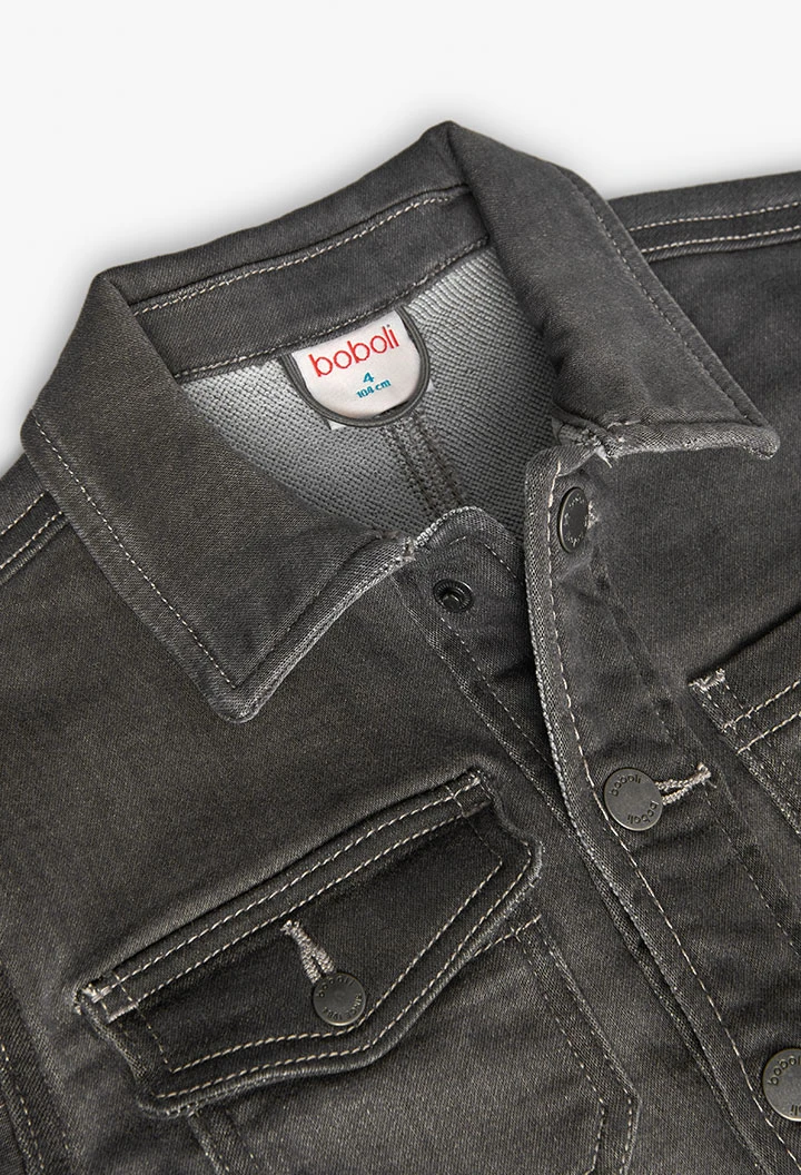 Giacca di jeans a maglia per bambino in colore grigio