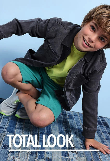 Cazadora denim punto para niño en color gris
