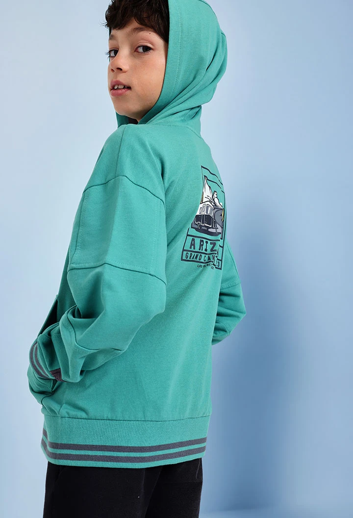 Frotteejacke für Jungen in Grün