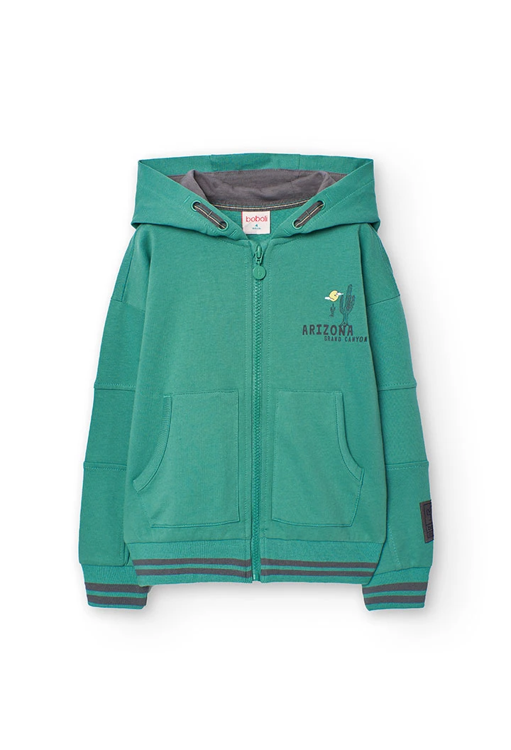 Frotteejacke für Jungen in Grün
