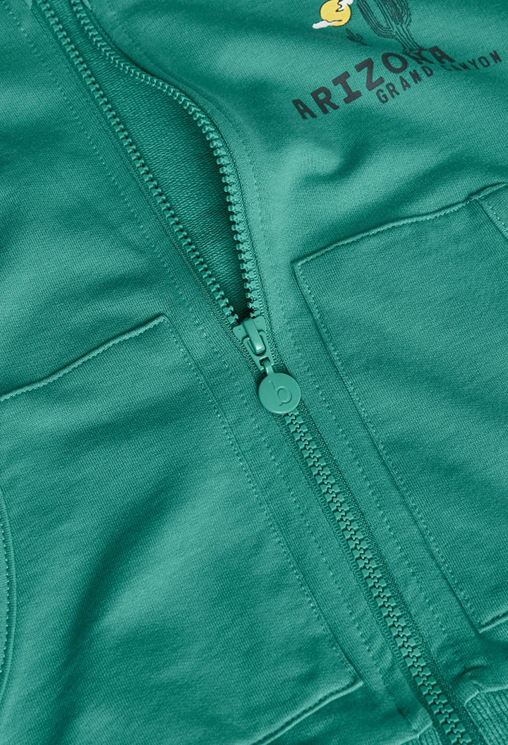 Frotteejacke für Jungen in Grün