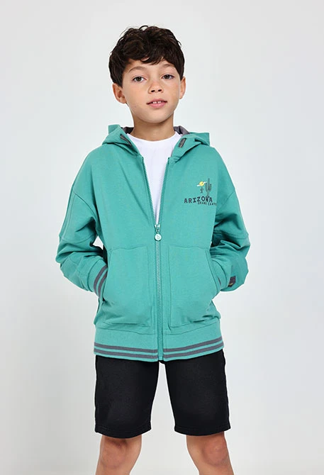 Frotteejacke für Jungen in Grün