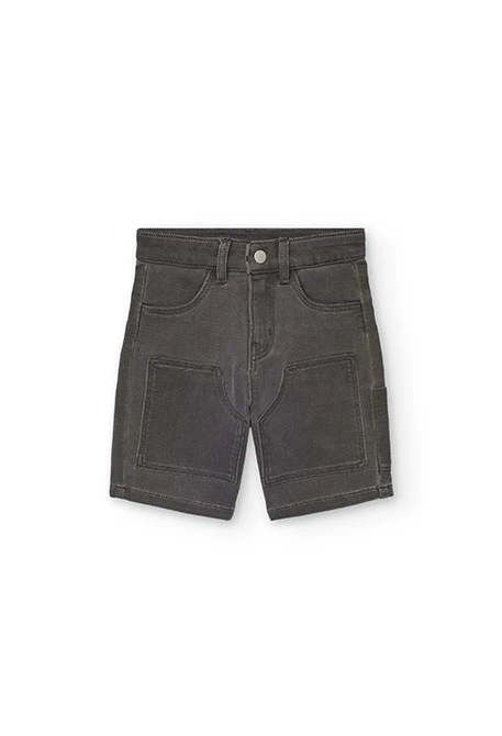 Bermuda in denim punto per bambino di colore grigio