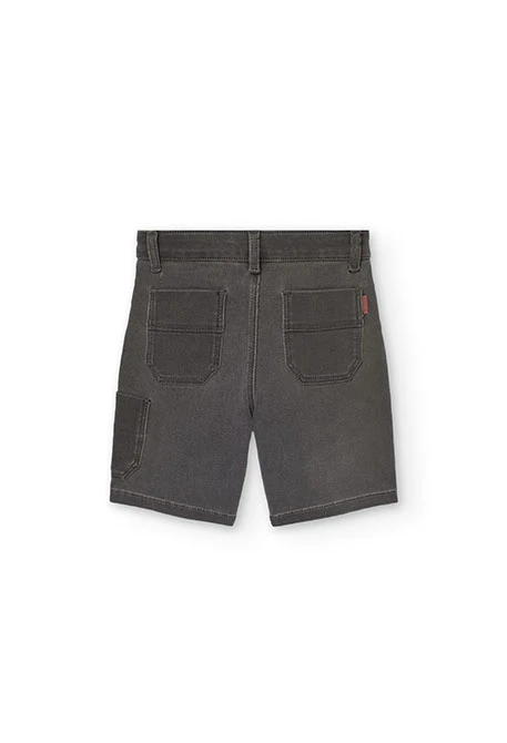 Bermuda in denim punto per bambino di colore grigio