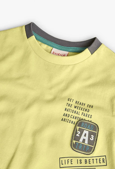 Camisola de malha para menino em verde com estampado