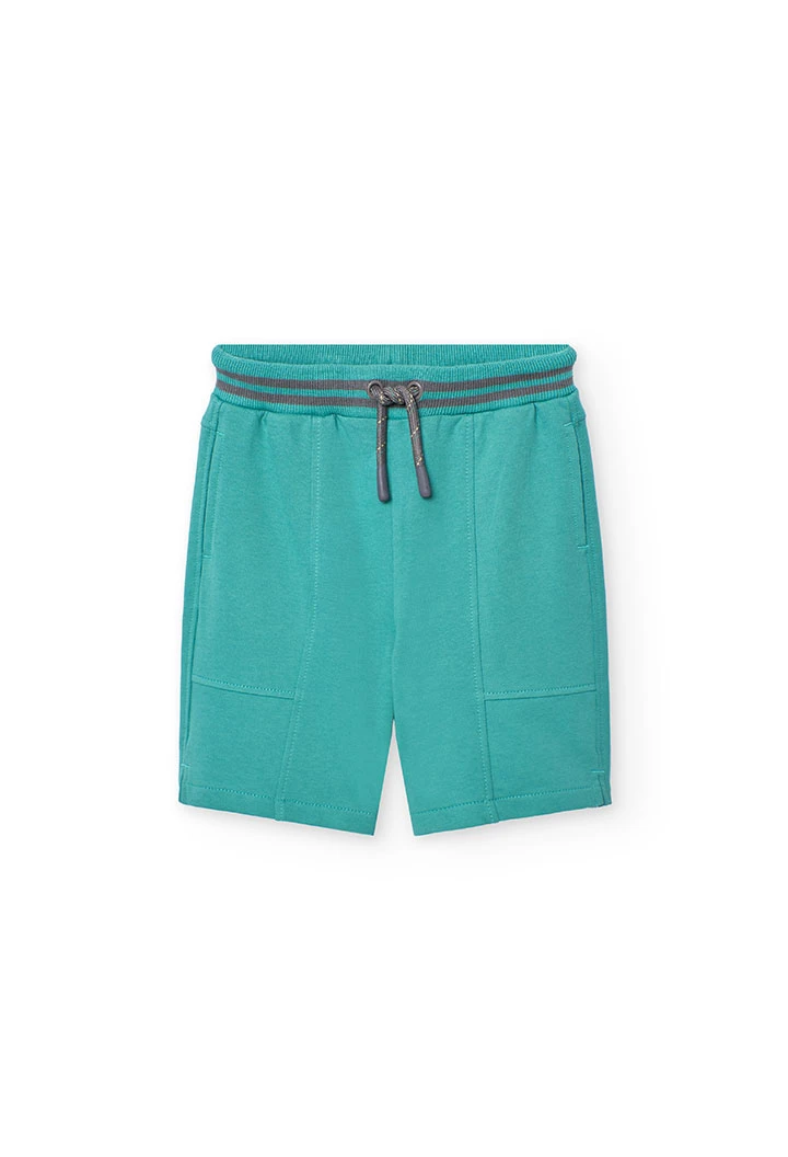 Fleece shorts for boys in green colour