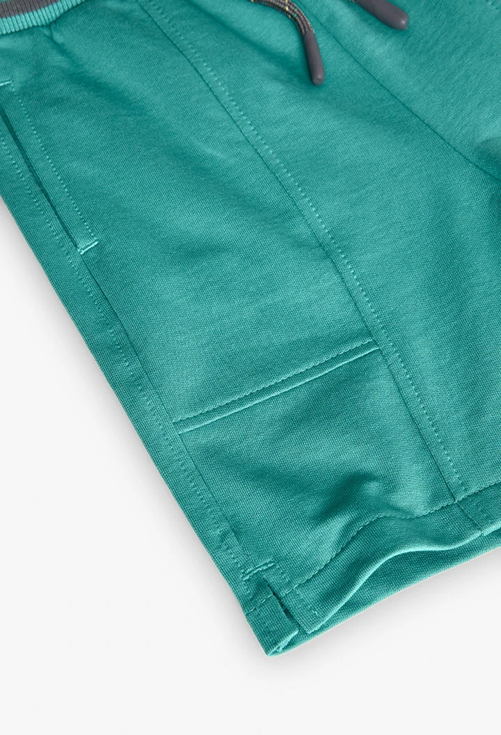 Fleece shorts for boys in green colour