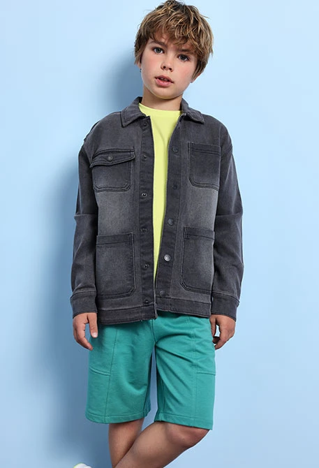 Bermuda in felpa per bambino di colore verde