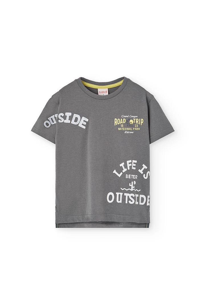 T-shirt en maille pour garçon en gris foncé