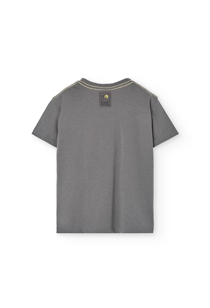 Knitted T-shirt for boys in dark grey.