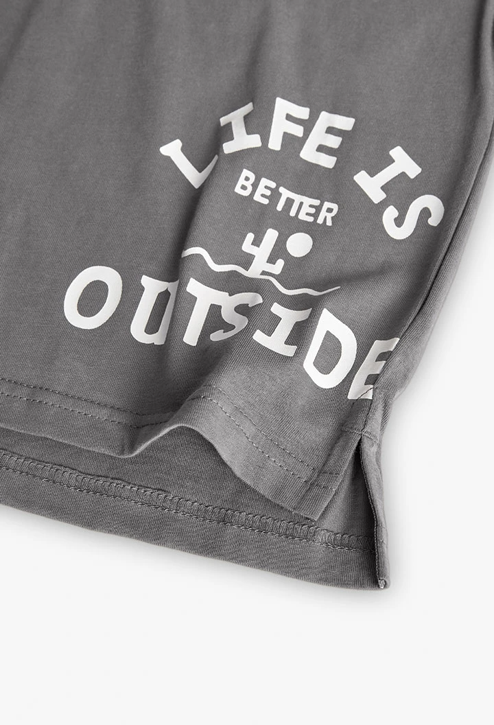 T-shirt en maille pour garçon en gris foncé