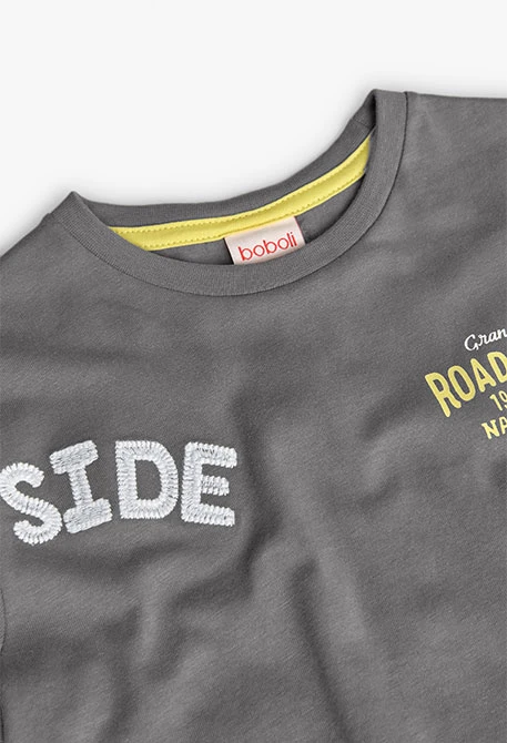 T-shirt en maille pour garçon en gris foncé