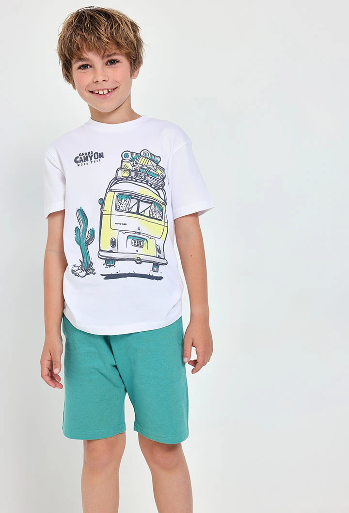 Set di maglietta e pantaloncini in maglia per bambino di colore verde