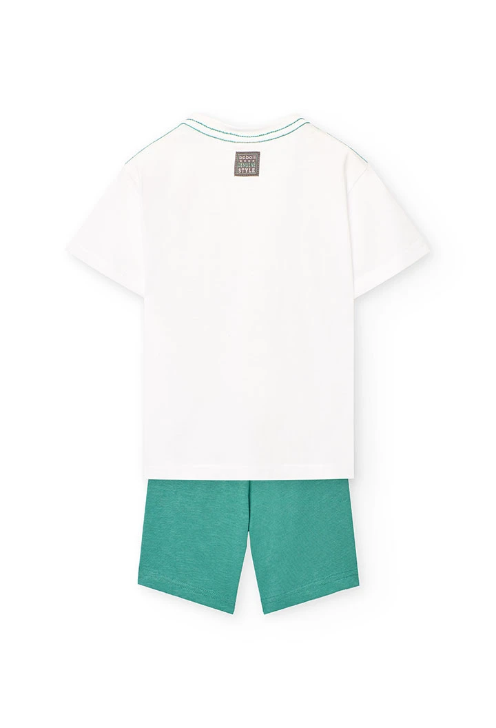 Set di maglietta e pantaloncini in maglia per bambino di colore verde