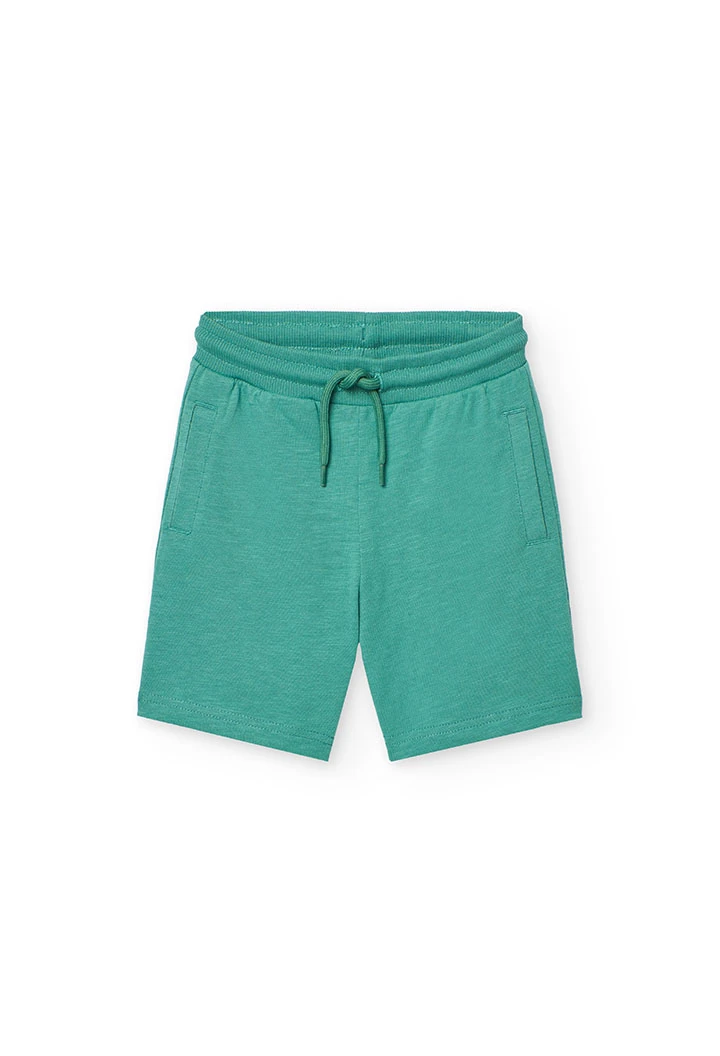 Conjunt de samarreta i pantalons curts de punt per a nen en color verd