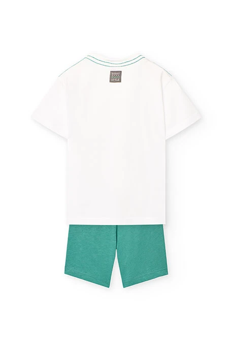 Conjunto de camiseta y pantalones cortos de punto para niño en color verde
