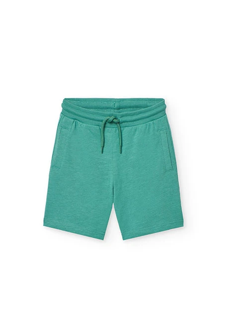 Conjunto de camiseta y pantalones cortos de punto para niño en color verde