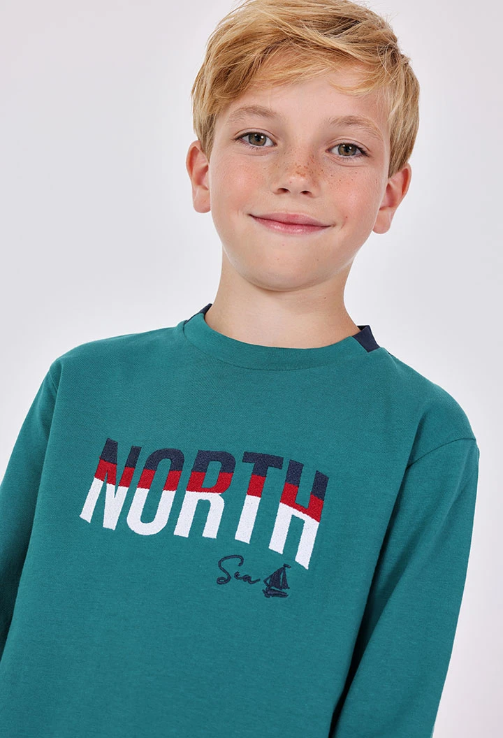 T-shirt menino de malha verde