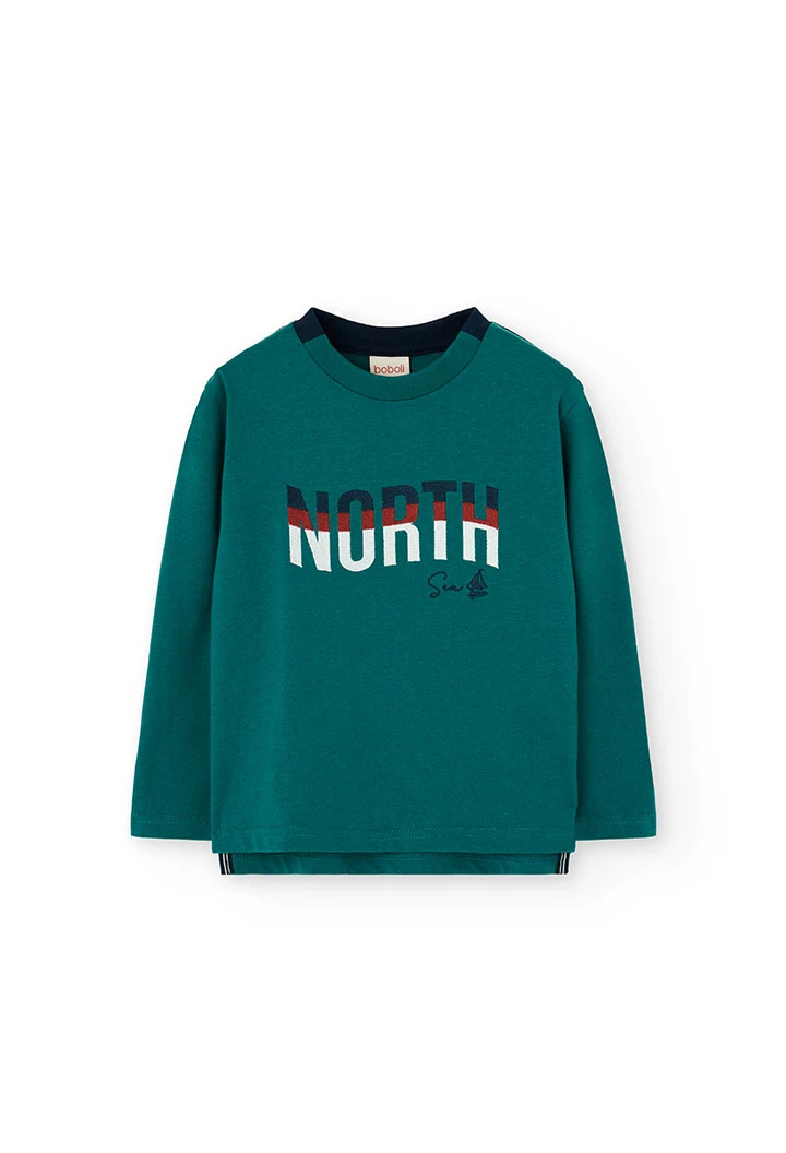 T-shirt menino de malha verde