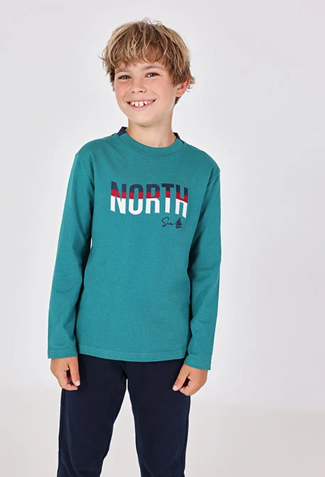 T-shirt menino de malha verde