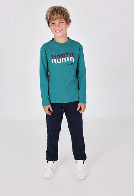 Pantalon garçon en coton bleu marine