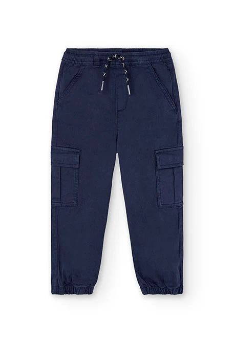 Pantalon garçon en coton bleu marine