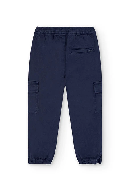 Pantalon garçon en coton bleu marine
