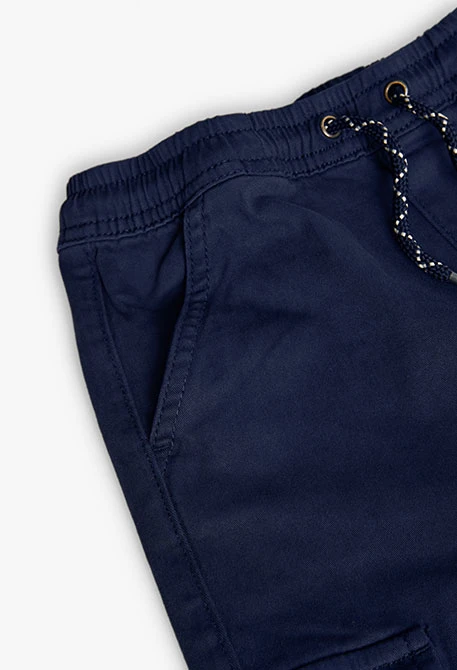 Pantalon garçon en coton bleu marine