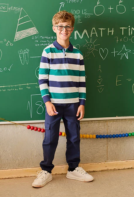 Pantalon garçon en coton bleu marine