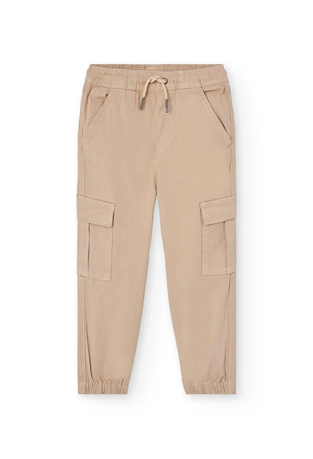Pantalon garçon coton beige