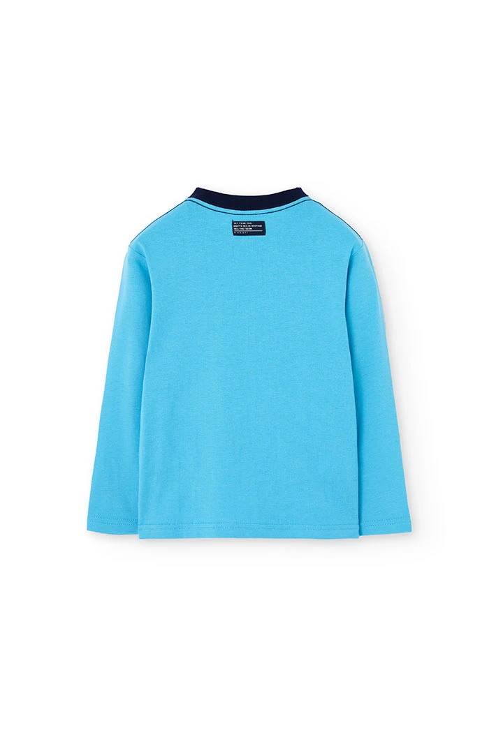 Blaues Jungen-T-Shirt aus Strick