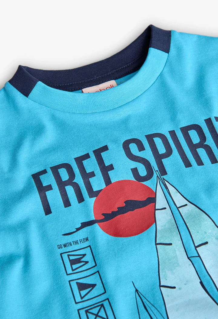 Blaues Jungen-T-Shirt aus Strick